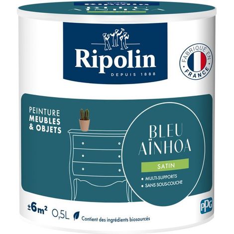 Peinture meuble et objet - Bleu ainhoa - Satiné - Ripolin - 0,5L
