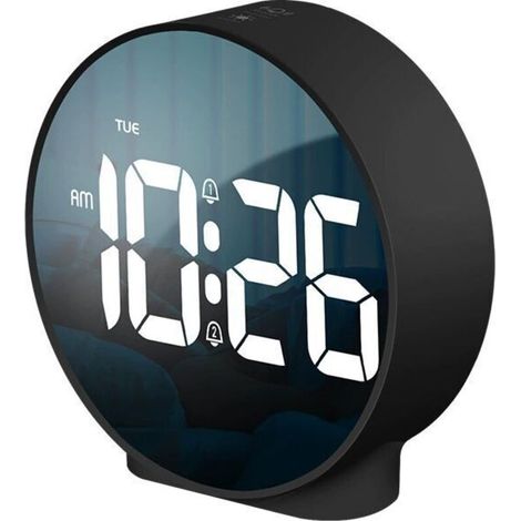 Kleiner digitaler Wecker, elektronischer LED-Tischwecker für Reisen, Doppelalarm, Schlummerfunktion, dimmbare Tagesanzeige, 12-/24-Stunden-Tagesanzeige  - Crezuo