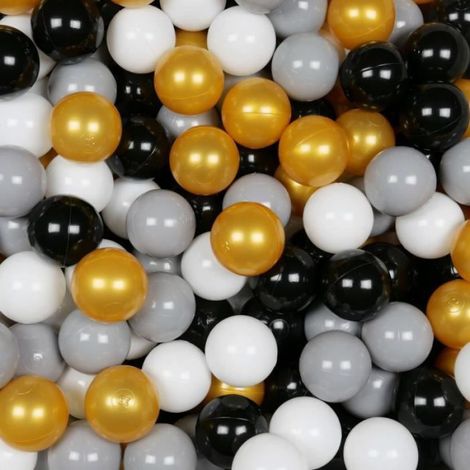 Balles De Piscine - 25 Pièces - Blanc Gris Noir Or - Pour Jeux Aquatiques Et Trampoline (1/3)