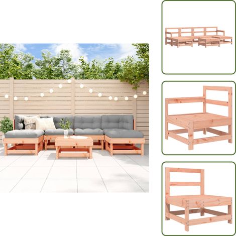 Gartenmöbel - vidaXL 7-tlg. Garten-Lounge-Set Massivholz Douglasie - Terrassensofa