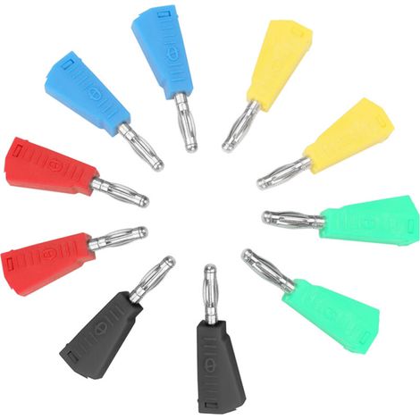 Lot de 10 connecteurs bananes nickelés pour haut-parleurs P3002 de 4 mm avec borne de test (1/5)