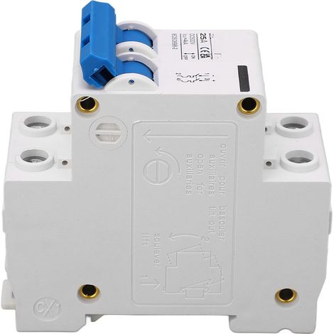 Disyuntor miniatura de 2 polos, tipo B, para carril DIN, de 25 A, para sistemas solares fotovoltaicos de 500 V CC. (1/5)