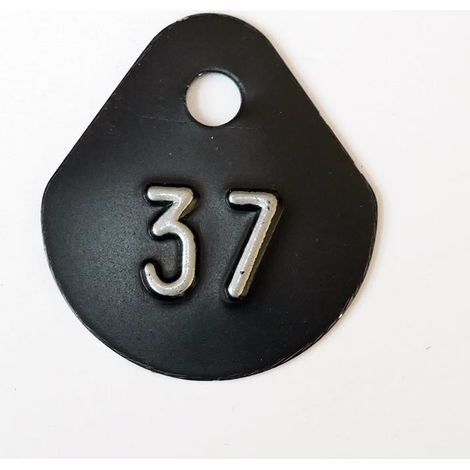 Chiffre goutte d'eau fond noir (à l'unité) estampé "37" en relief blanc hauteur d'écriture 11mm DERANCOURT