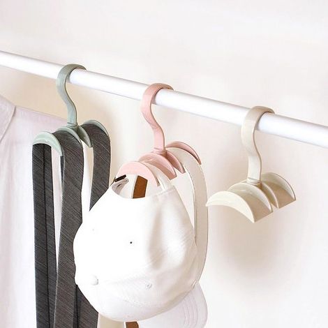 Set aus 3 farbigen Taschenaufbewahrungsständern, multifunktionalen Krawatten- und Gürtelhaken, drehbarem Taschenaufhänger für den Kleiderschrank (1/5)