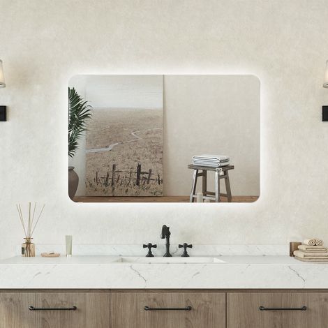 Specchio bagno Rettangolare 60x40cm Retroilluminato Con Led, 3 Luci, Design Moderno (1/5)