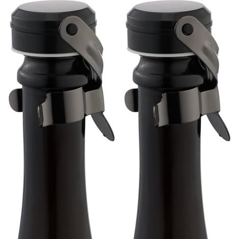 Lot de 2 Bouchon bouteille,Acier inoxydable,Silicone alimentaire,Anti-fuite,Vin mousseux rouge blanc