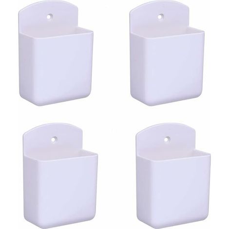 Lot de 4 supports de télécommande blancs support de télécommande support mural boîte de rangement multimédia pour bureau à domicile chambre (1/4)