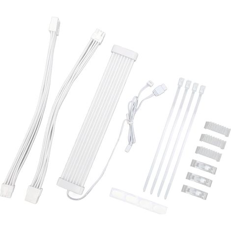 Kit de câble d'extension ARGB gainé pour carte mère, câble d'alimentation 5 V 3 broches à monter soi-même, double câble d'extension GPU RGB synchrone 8 broches. (1/5)