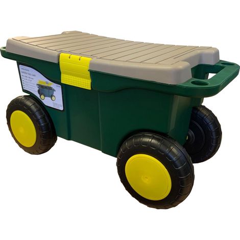 Rolling Sit On Garden Tool Storage Cart