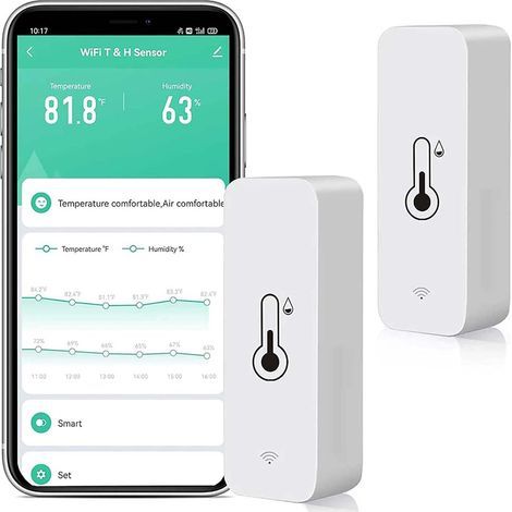 Termometro e igrometro WiFi con sensore, monitor wireless di temperatura e umidità per la casa, monitoraggio remoto in tempo reale, termoigrometro intelligente con memorizzazione dei dati. (1/5)