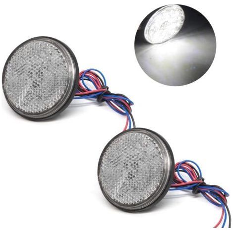 Juego de 2 reflectores LED para motocicleta, luces de remolque universales LED de 24 V, luz trasera de remolque, impermeable, luz de freno (blanco) (1/5)