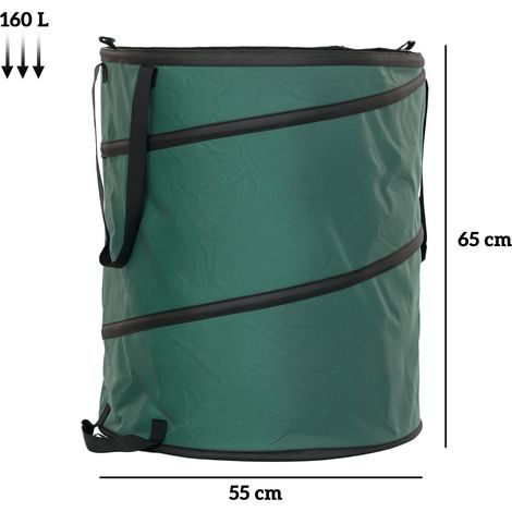 Sacs à feuilles 2x160L imperméables avec zip et anses, robustes et autoportants, réutilisables pour déchets verts et jardinage, pochettes de rangement extérieur (1/5)
