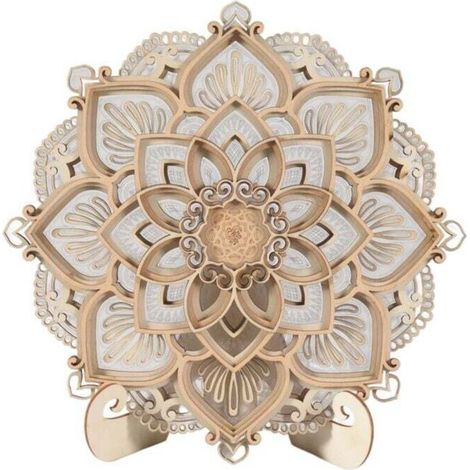 Veilleuse LED Murale Moderne Ports USB Décoratif Mandala Bois Suspendu Éclairage MDF-Crezuo (1/4)
