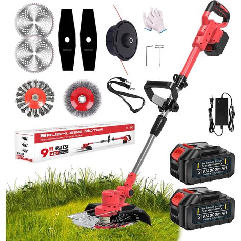 Débroussailleuse à Batterie 21V Coupe Bordure sans Fil avec Batterie,Debroussailleuse Electrique sans Fil avec 2 Batteries 4.0 Ah pour Jardin Élagage (1/5)