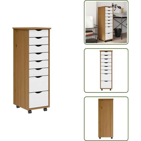 Rollschrank mit Schubladen MOSS Honigbraun Massivholz Kiefer - Rollschrank - Rollschränke - Kommode - Aktenschrank (1/5)