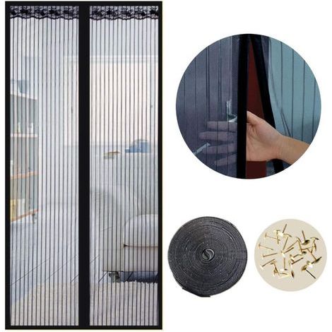 Magnetic Door Mosquito Net Self-Closing Insect Fly Mosquito Door Curtain with Magnets and Adhesive Strip No Drilling (80x200cm) Black (1/5)