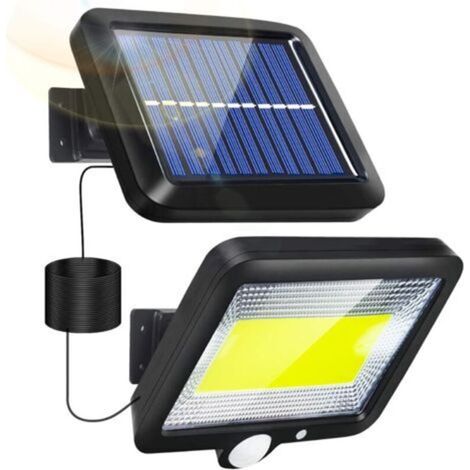 Lampe Solaire Exterieur, Lumière solaire extérieure avec détecteur de mouvement LED Eclairage Exterieur avec Detecteur étanche Sans Fil Spot IP65 avec 3 Modes pour Jardin Patio Garage H406