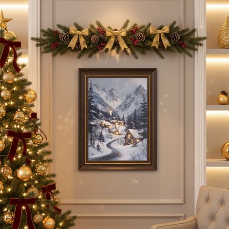 Quadro natalizio con scene di montagne innevate da 58 x 58 cm -Modello1 (1/5)