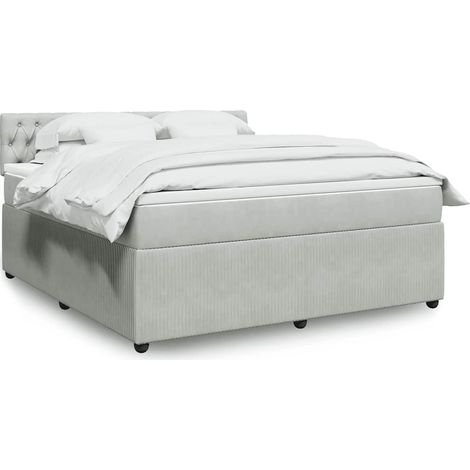 Boxspringbett mit Matratze Hellgrau 180x200 cm Samt