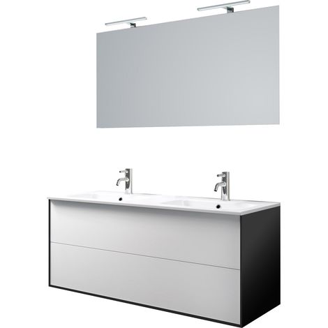 Ensemble de salle de bain double vasque 5 pièces IGEA blanc mat (1/5)