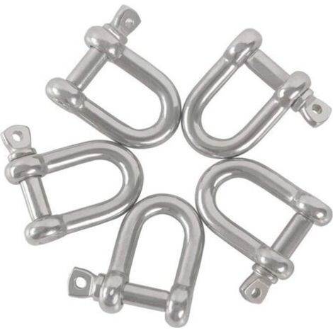 M8 D-Shackle 304 Stainless Steel D-Shackle Pin Tensioner U-Shackle With Lock 6PCS (1/5)