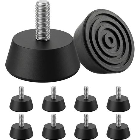 Juego de 10 patas de goma M6 atornillables - Patas de goma antideslizantes M6 para muebles - Protección para suelos - Deslizadores para sillas - Patas para máquinas para muebles, sillas, mesas, sofás  (1/5)