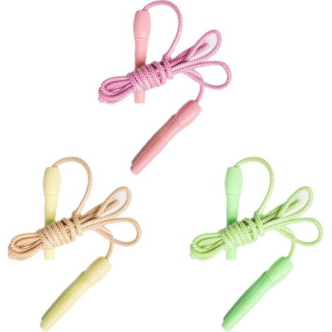 Corde À Sauter - Poignées En Plastique Et Cordon Rayé - Pour Sport Fitness Et Loisirs En Plein Air - Lot De 3 (1/5)