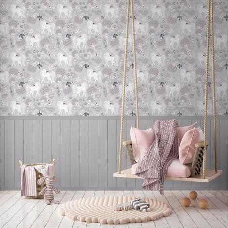 Photo wallpaper wall Profhome 770761 non-woven wallpaper smooth with pattern for kids matt grey white light pink dark grey 1,59 m x 2,8 m (1/5)