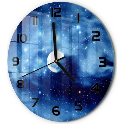 Horloge Murale Ronde Déco Salon Verre Trempé Silencieuse Design Contemporain Pleine lune fi 30 cm (1/5)
