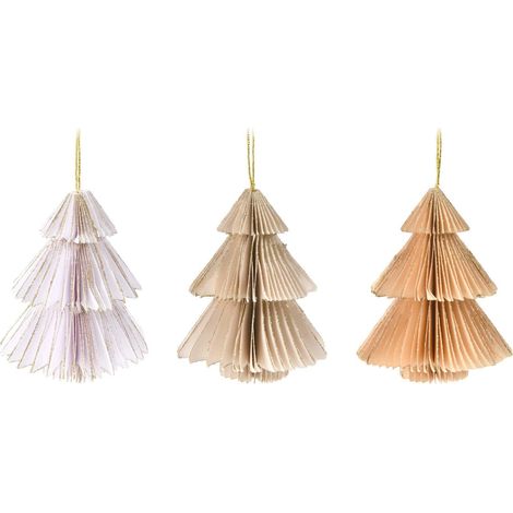 Rebecca Mobili Weihnachtsbaumanhänger in Form von Bäumen 12 Stück aus Papier