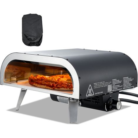 VEVOR Forno per Pizza da Esterno Portatile, Forno a Gas per Pizza da 12 pollici, Stufa a Propano Piedini Pieghevoli per Campeggio allAperto con Spruzzatore di Ferro, Cortile, Giardino, Nero