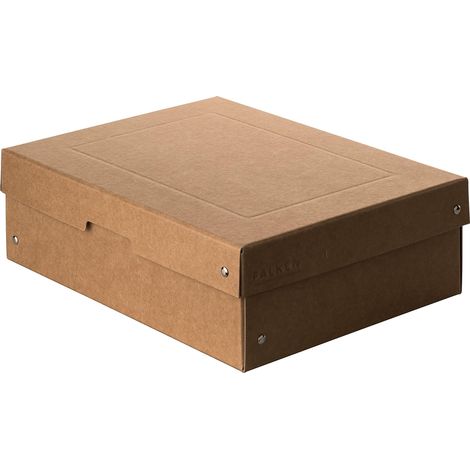 Ref. 22001800000F PureBox Nature 1 boîte de rangement avec couvercle emballage cadeau sans plastique format A4 hauteur 100 mm poignée découpée entourée d'un ruban (1/5)