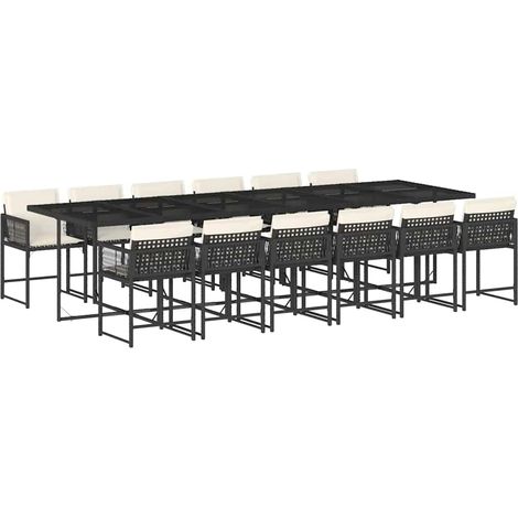 Maison Exclusive - Set da Pranzo da Giardino 13pz con Cuscini Nero in Polyrattan (1/5)