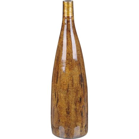 Florero de terracota marrón dorado 52 cm efecto madera sala de estar Burgos