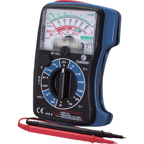 Multimètre analogique compact, 5 fonctions, 300V, cat III, garantie 3 ans - Tibelec (1/3)