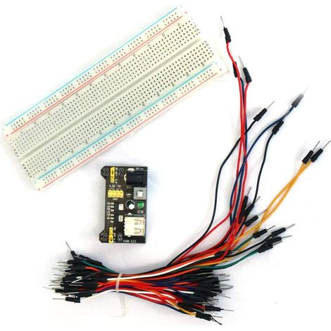 Plaque d'essai sans soudure 830 MB-102, points de connexion, 65 fils de connexion, module d'alimentation 3,3 V/5 V, kit d'apprentissage électronique compatible Arduino K3 (1/5)
