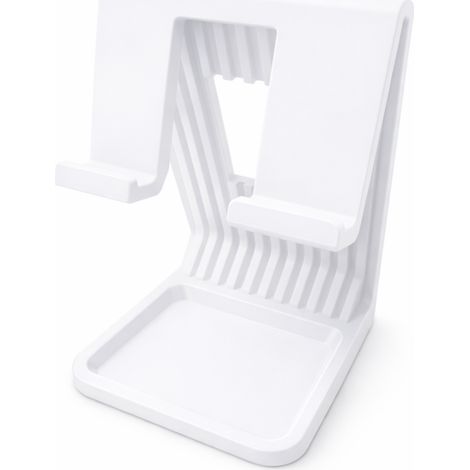 Support pour tablette iPad blanc, support de bureau avec passage de câble (1/4)