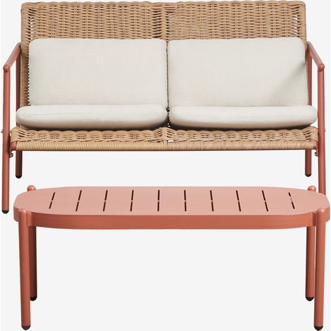 Conjunto de jardín con sofá de 2 plazas y mesa de centro en aluminio y ratán sintético Duroli SKLUM        (1/5)
