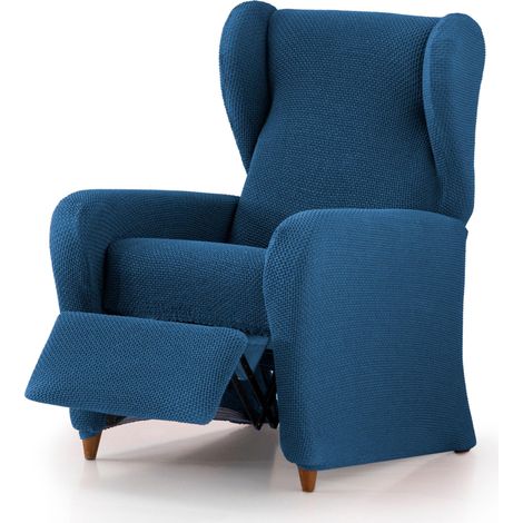 Housse de Fauteuil de Relaxation bi-élastique en 4 pièces, Respirante et Facile à Installer, Couleur Bleue, Protection complète et Style tapissé