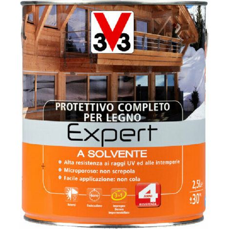 V33 Protettivo Completo Expert Vernice Solvente per Legno Finestre Infissi Travi - Colore: Ciliegio - Formato: 2,5 Lt (1/2)
