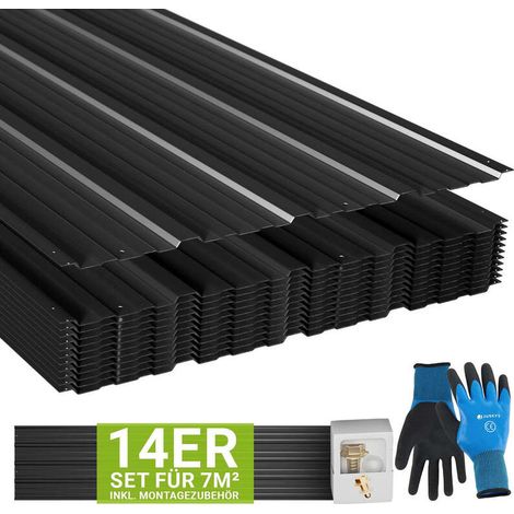 [GEBRAUCHT] B-Ware Trapezblech Profilblech anthrazit verzinkter Stahl Set inkl. Handschuhe 14er Set (1/2)