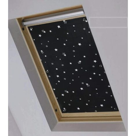 Verdunkelungsvorhänge mit Saugnäpfen, UV-Schutz, geeignet für Schlafzimmer und Dachfenster. Abmessungen: 60cm x 93cm, Sommerstil (Black Star, 1 Stück). (1/3)