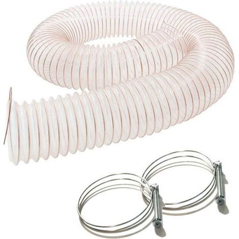 Diamwood Flexibler Absaugschlauch für Staub und Späne aus kupferbeschichtetem PU-Stahl – 2,5 m – Durchmesser 100 mm – Wandstärke 0,4 mm – antistatisch – inklusive 2 Schlauchschellen (1/5)