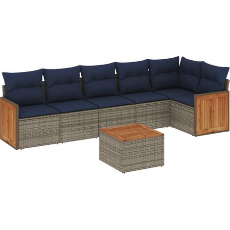 Maison Exclusive - Set Divani da Giardino 7 pz con Cuscini Grigio in Polyrattan (1/5)