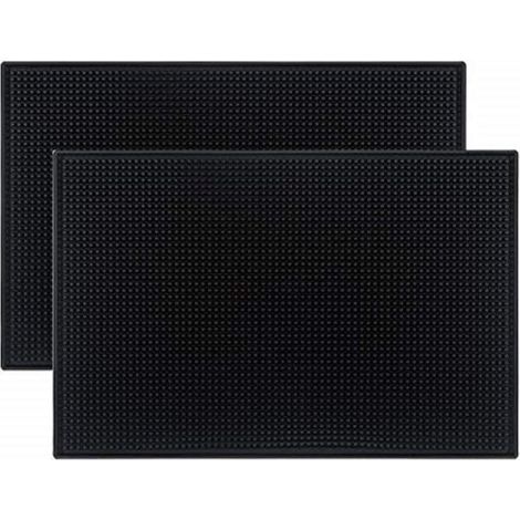 Tapis de séchage - Lot de 2 - Tapis d'égouttage - PVC - Tapis d'égouttage antidérapants - 45 x 30 cm - Noir (1/5)
