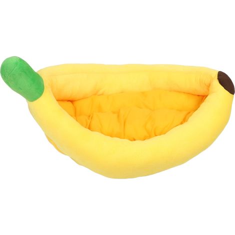 Lit pour chat en forme de banane, chaud, doux et confortable, idéal pour la nuit d'hiver (taille XL). (1/5)