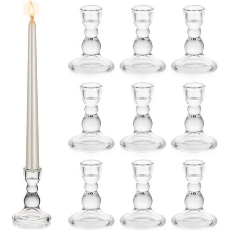 Stabkerzenhalter Glas Kerzenständer Advent Hochzeit Transparent 10 (1/5)
