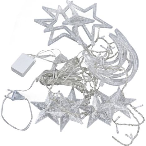 Guirlande lumineuse rideau Star Moon 126 LED, 8 modes d'éclairage, ambiance romantique pour jardin, Ramadan, prise UE 220V (1/5)