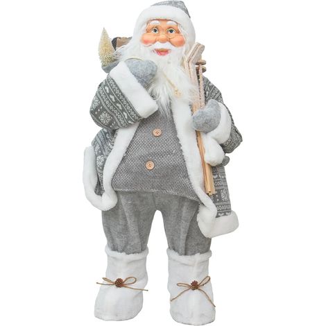 Decorazione Babbo Natale Con Sacco E Scii 80cm (1/5)