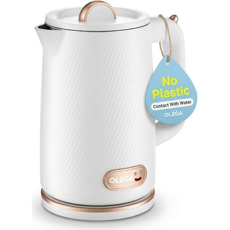 Bouilloire électrique 1800 W à chauffage rapide sans BPA en acier inoxydable 304 avec arrêt automatique et protection contre le fonctionnement à sec 1,8 l Blanc (1/5)